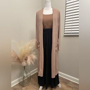 NWT- Fall Homebody Lightweight Mocha Ribbed Duster Cardigan